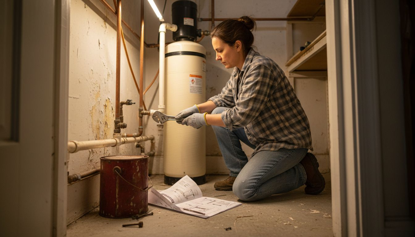 Installing water softener in utility room