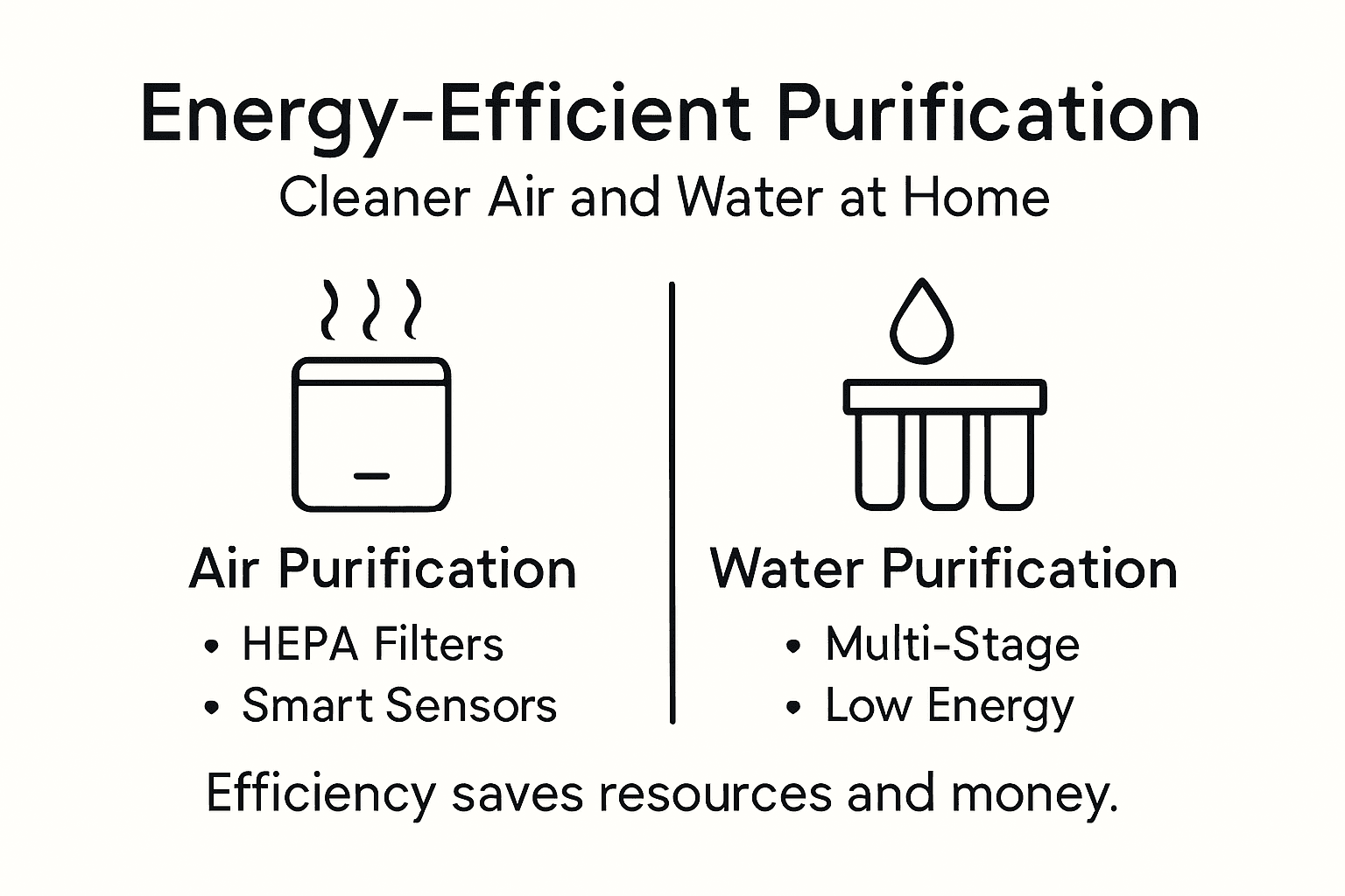 Infographic showing key air and water purification points