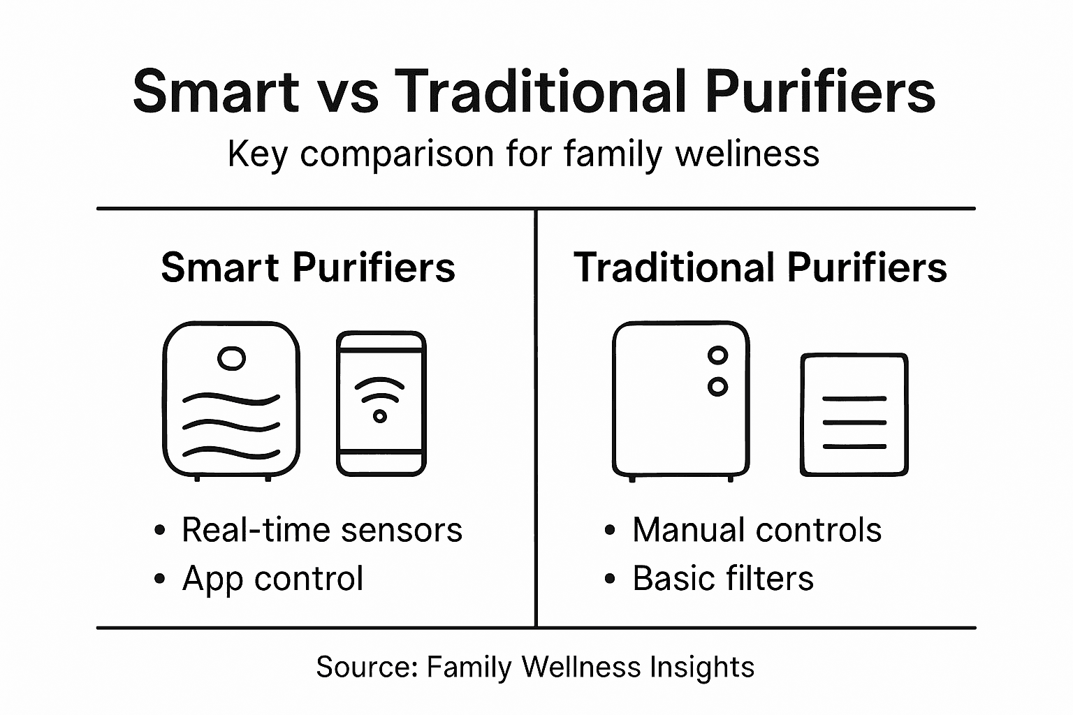 Infographic comparing smart and traditional air purifiers