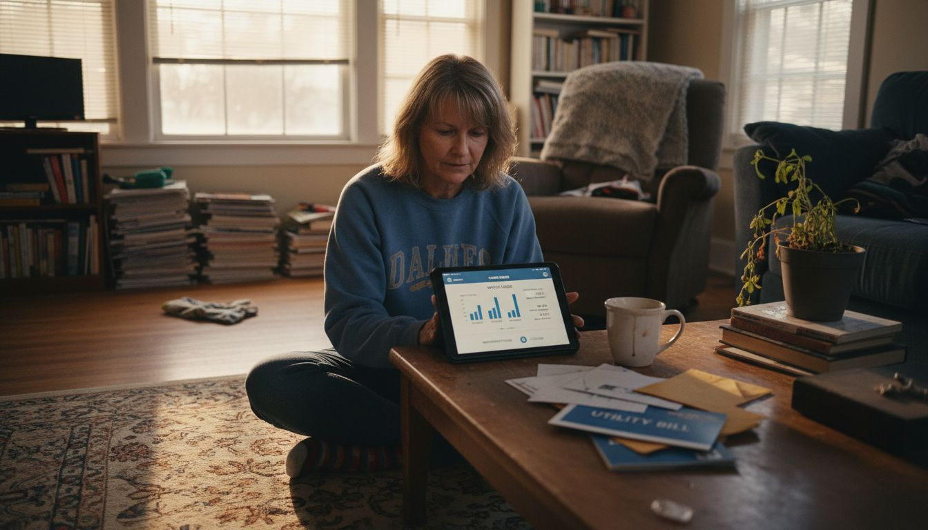 Homeowner tracking water usage on tablet