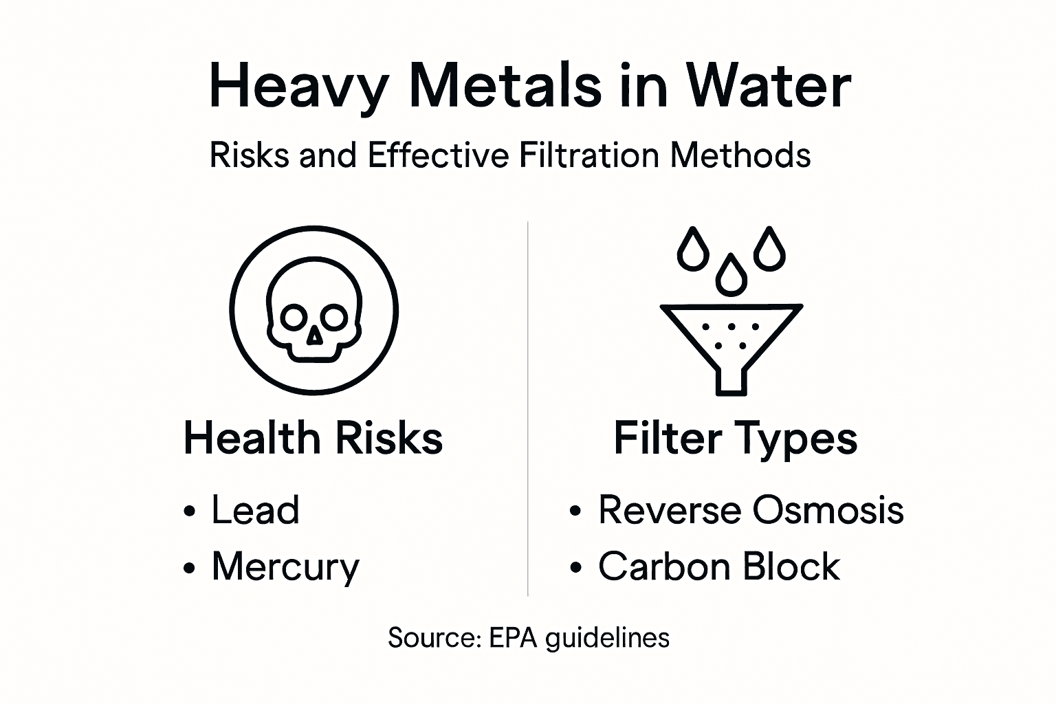 Infographic showing heavy metal risks and filters
