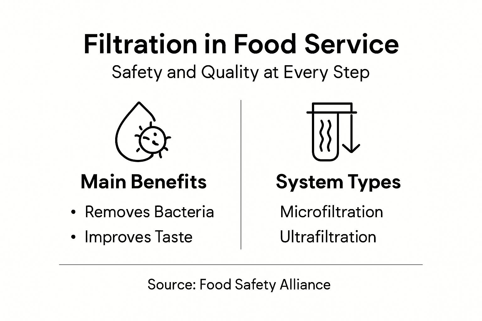 Infographic showing filtration types and benefits