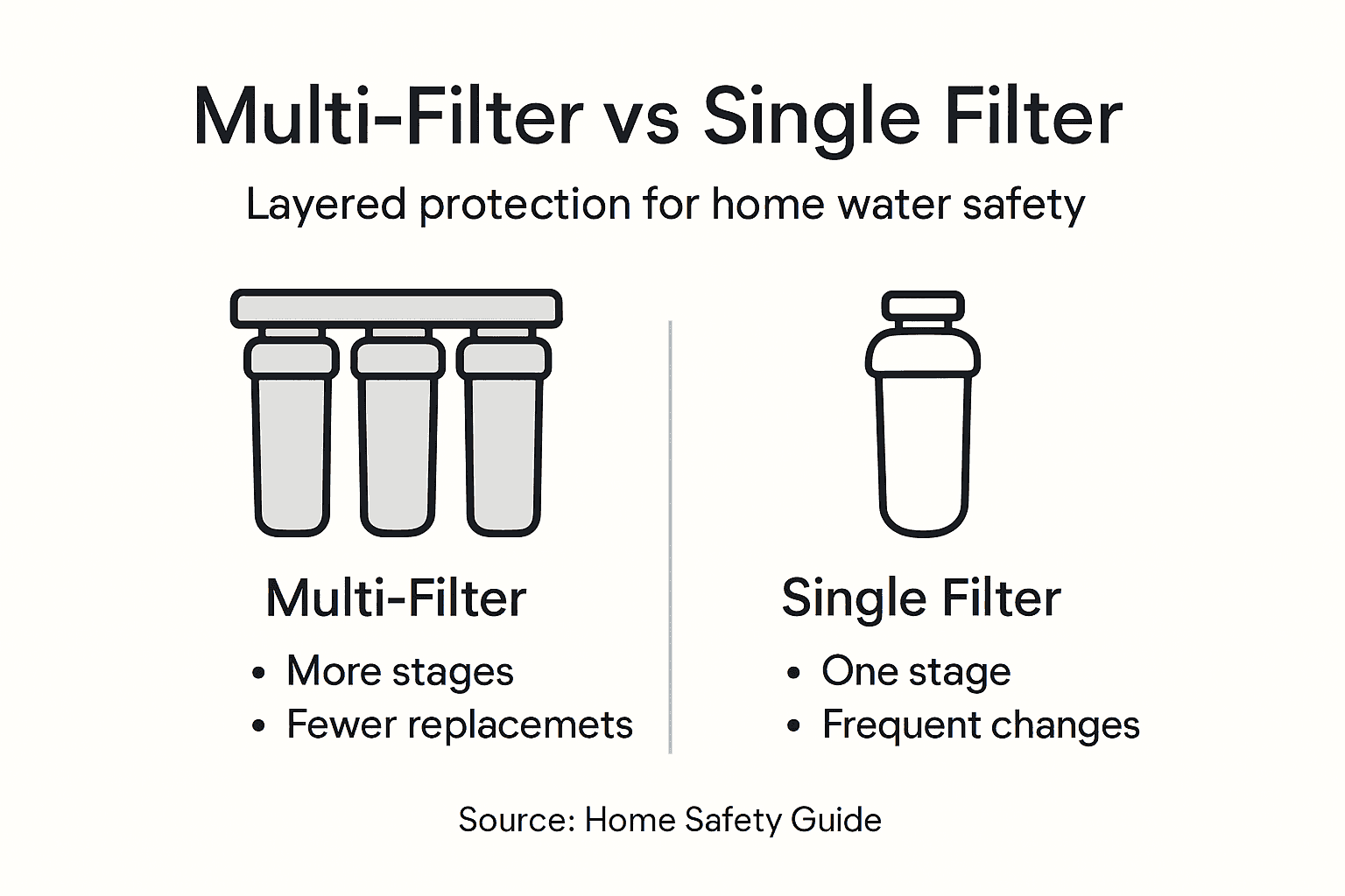 Infographic comparing multi-filter and single filter systems