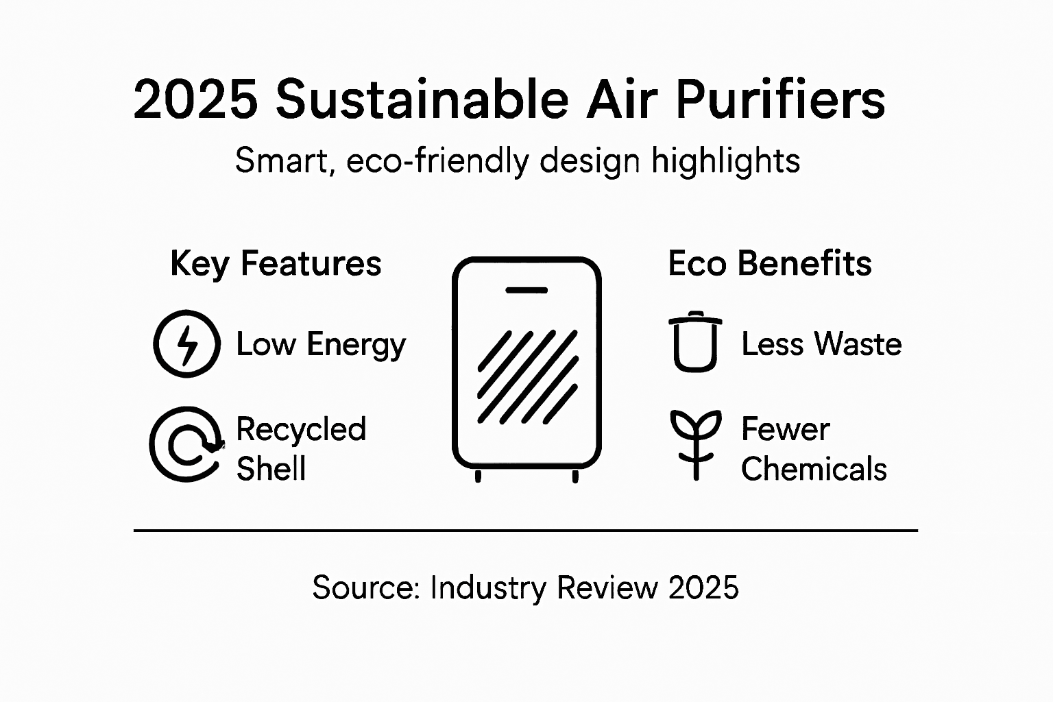 Infographic on sustainable purifier features and eco benefits