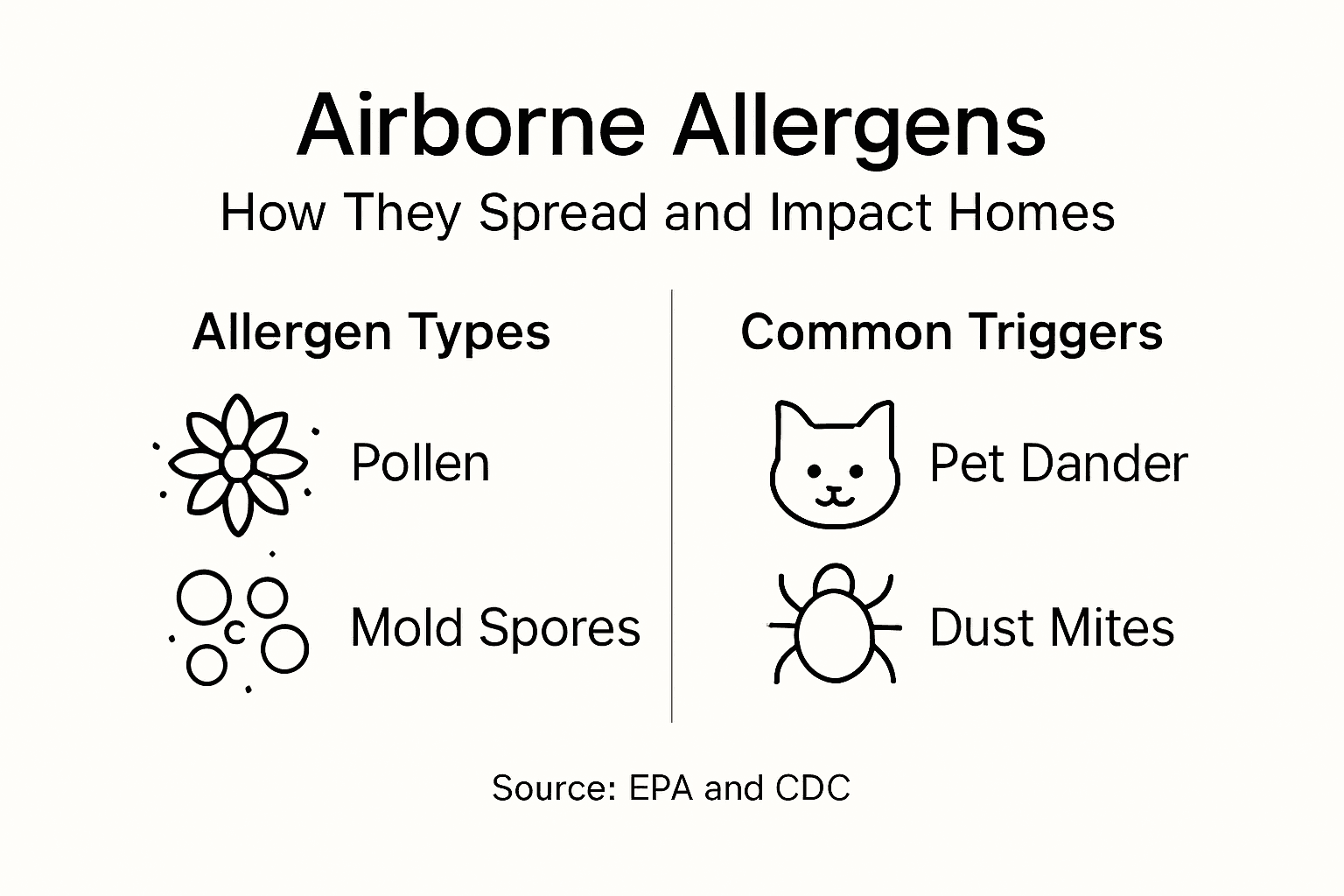 Infographic on airborne allergen types and triggers