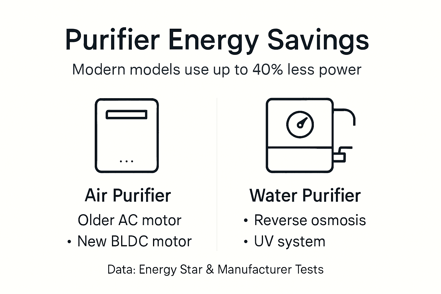 Infographic comparing old and new purifier efficiency