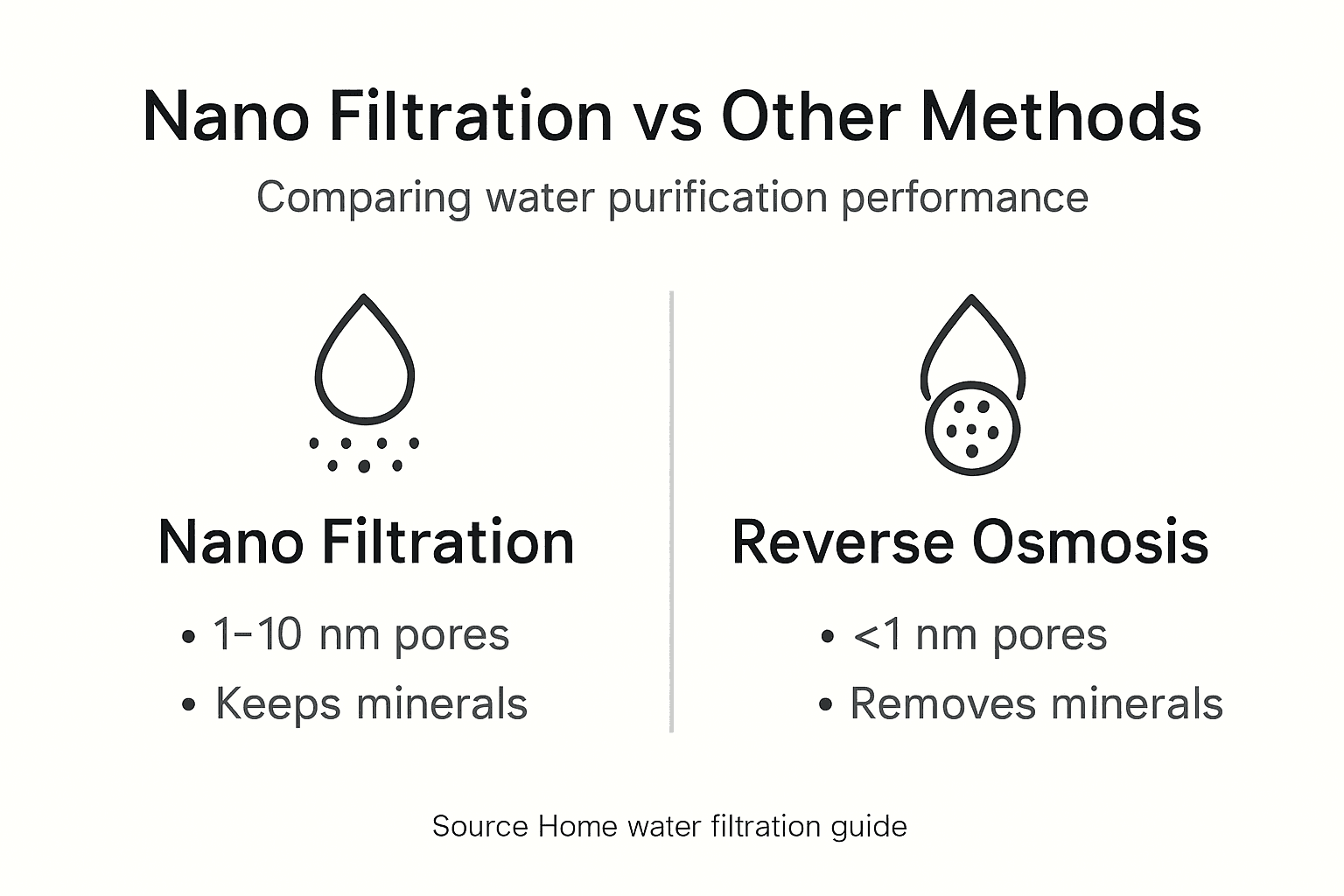 Infographic comparing nano filtration and reverse osmosis