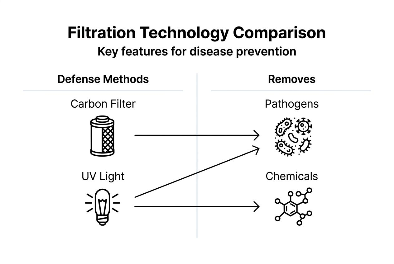 Infographic comparing filtration methods and removals