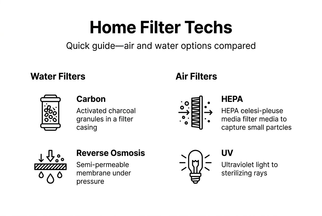 Infographic comparing air and water filter types