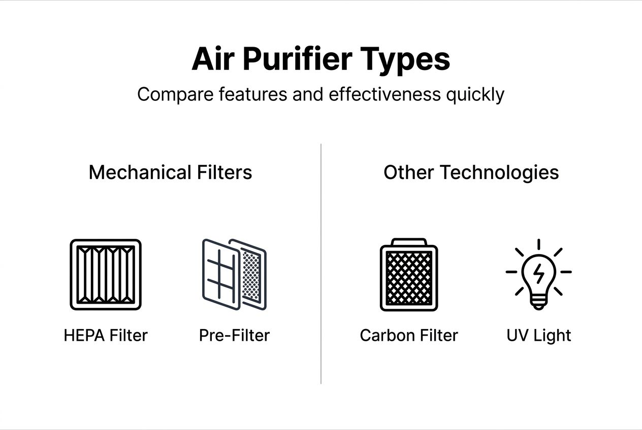 Infographic comparing air purifier technology types