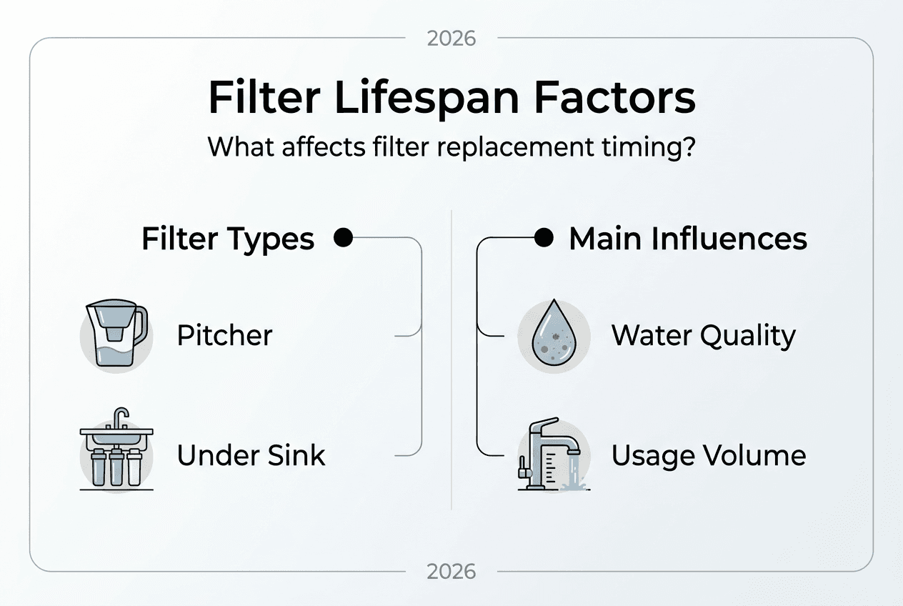 Infographic on water filter lifespan factors