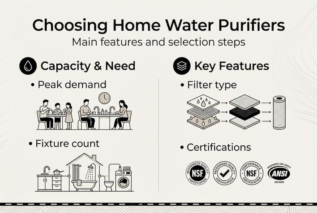 Infographic home water purifier selection checklist