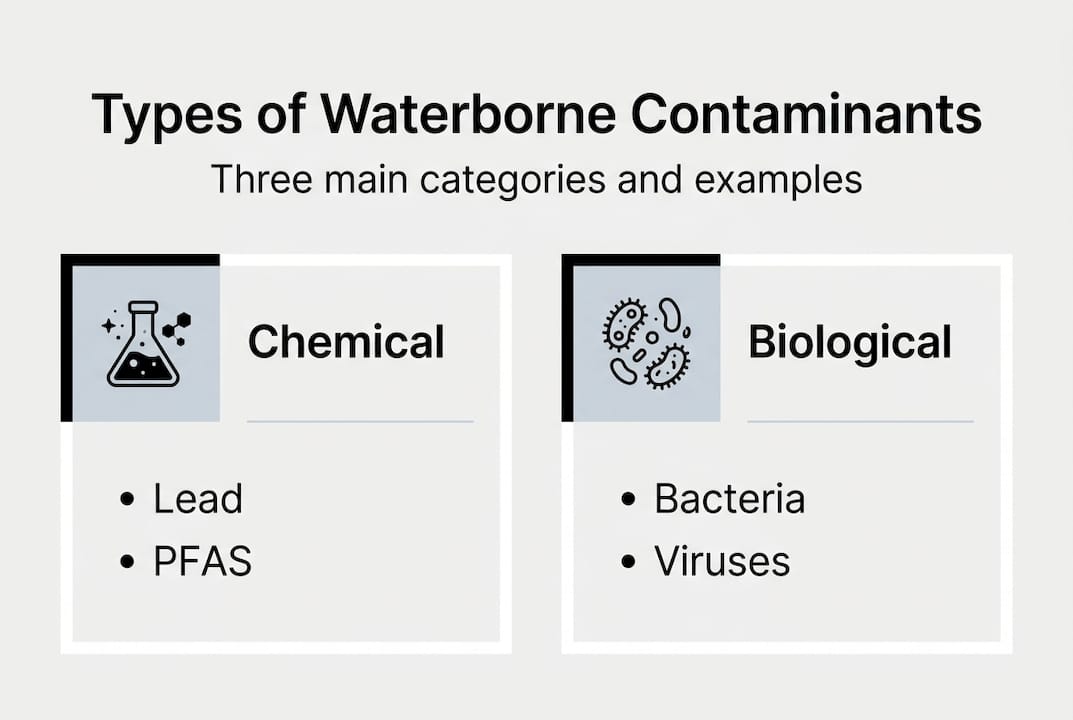 Infographic showing water contaminant categories