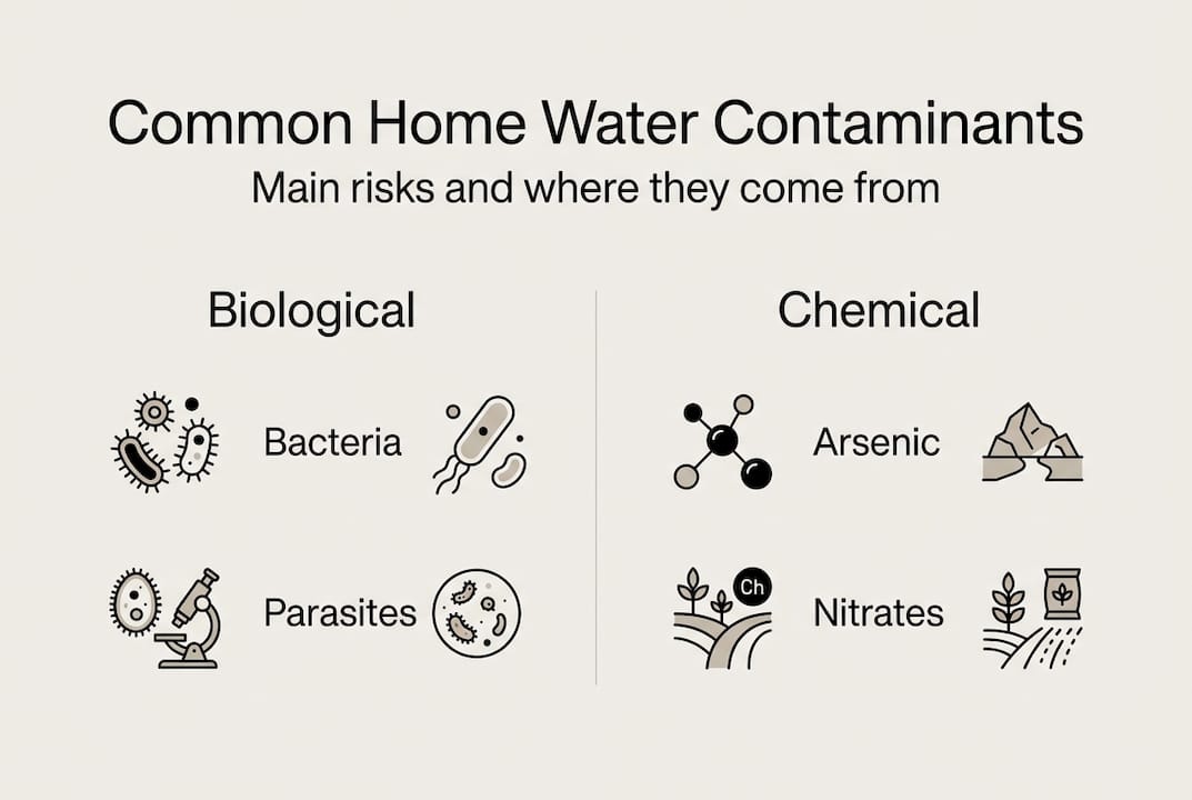 Infographic showing common home water contaminants