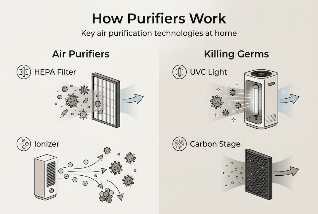 Infographic on air purifier technologies and features