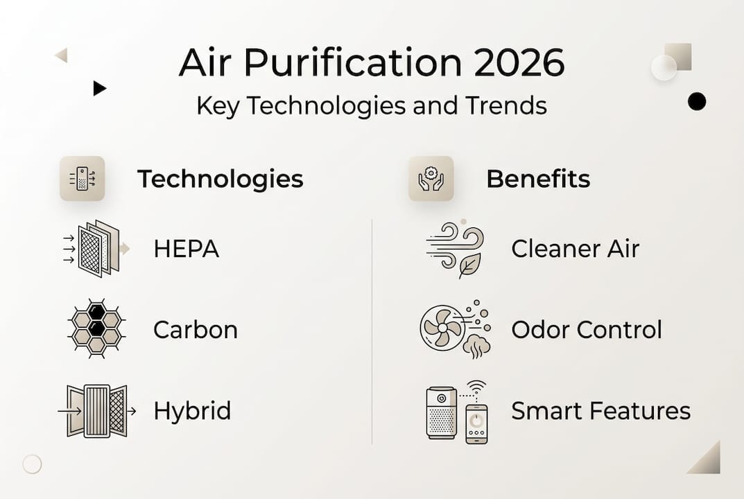 Air purification technologies and benefits infographic