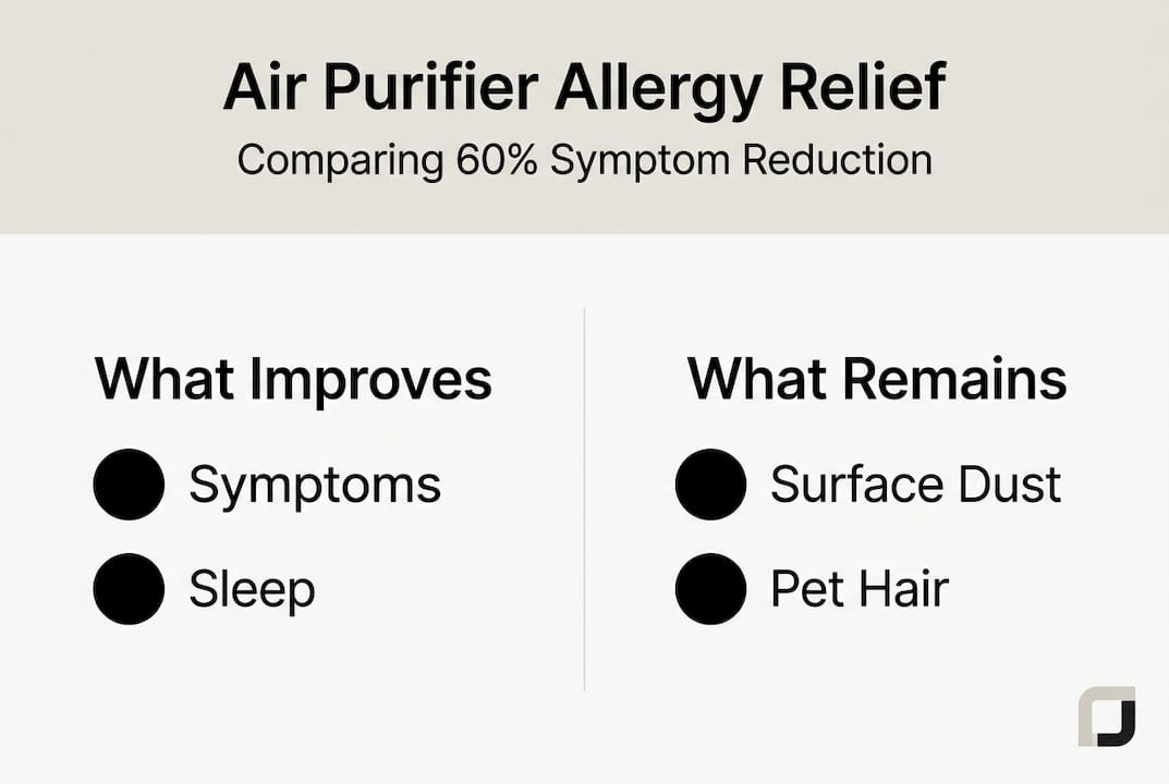 Infographic on allergy relief outcomes with air purifiers