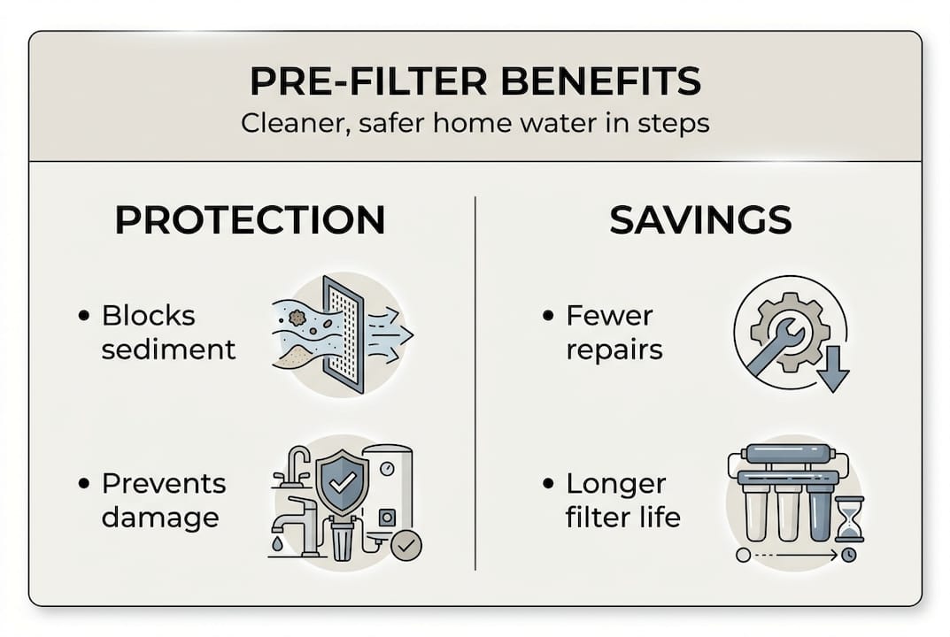Infographic showing main pre-filter benefits