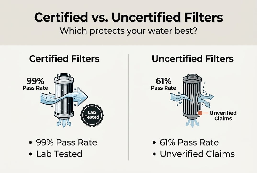 Infographic comparing certified and uncertified filters