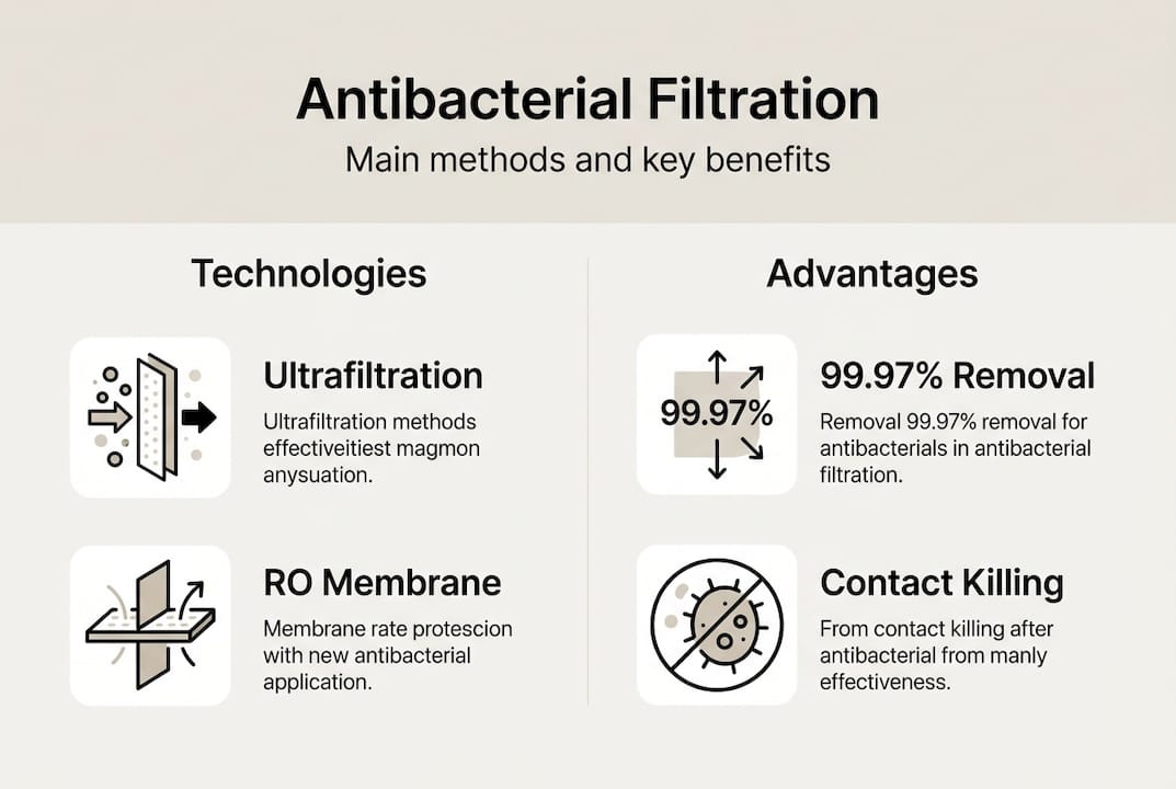 Infographic comparing antibacterial filtration methods