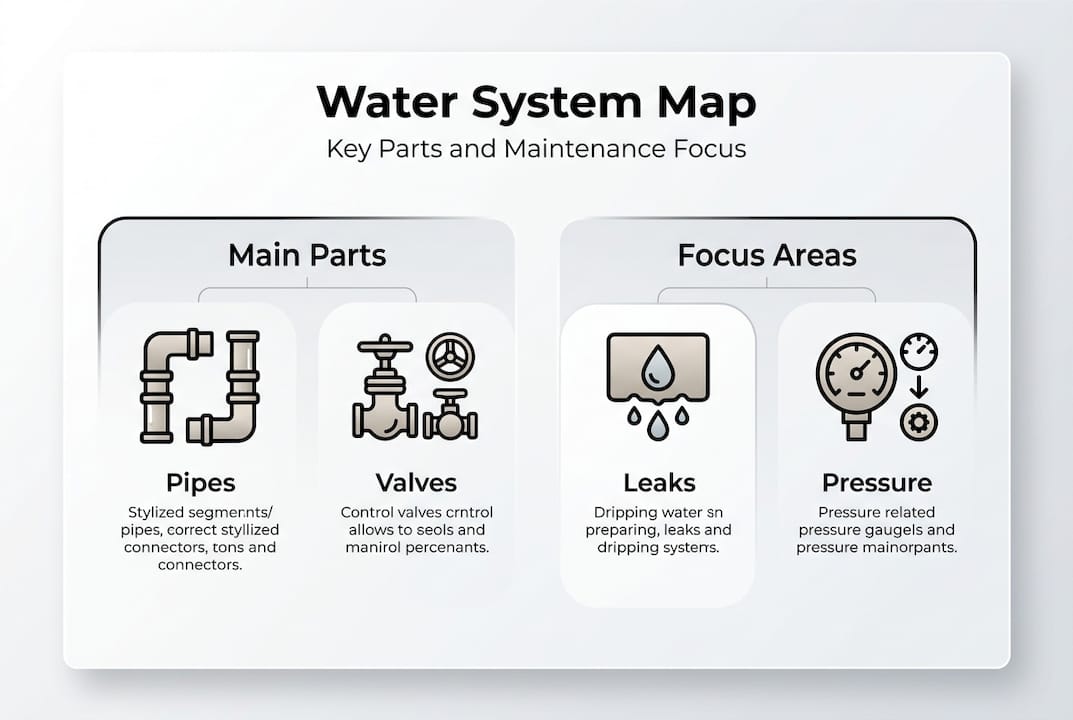 Infographic mapping water system key parts