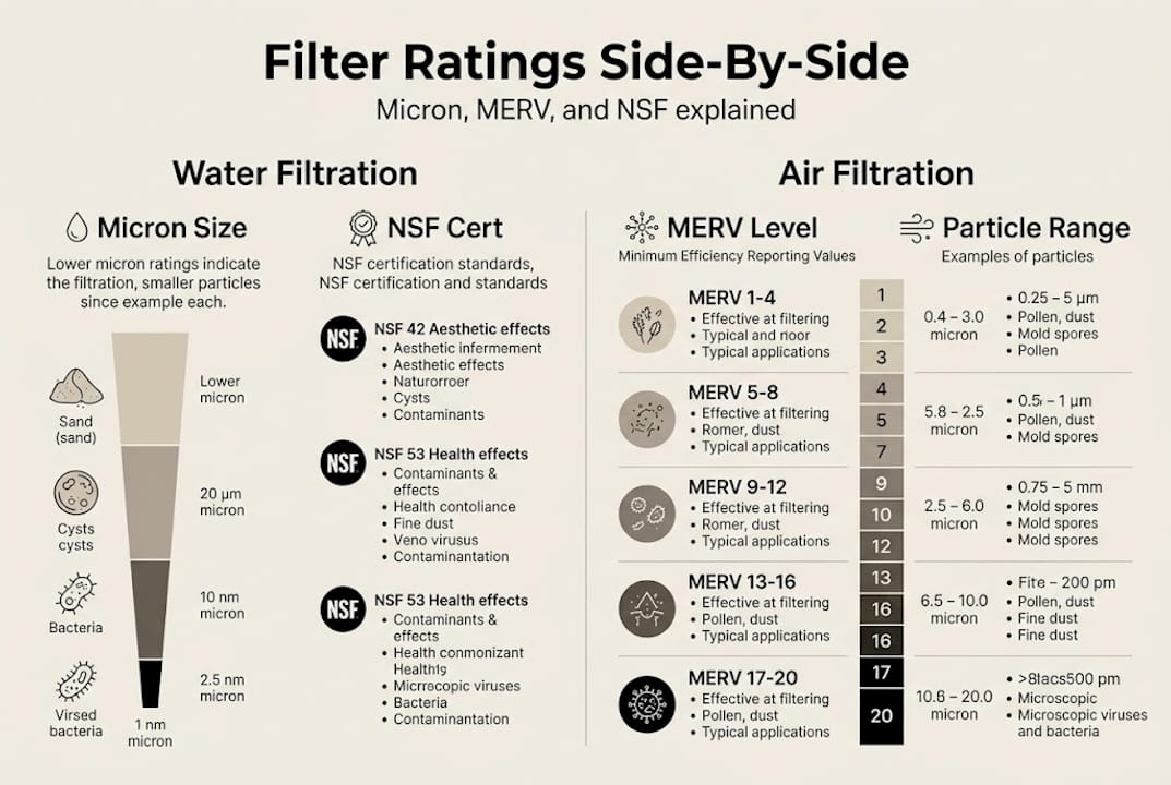Infographic showing filter ratings comparison