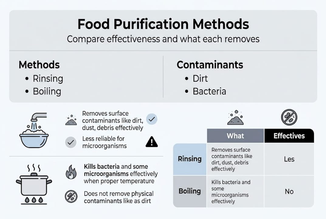 Infographic comparing food purification methods