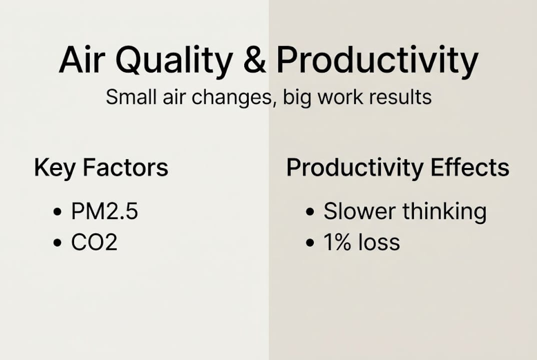 Infographic with air quality and productivity factors