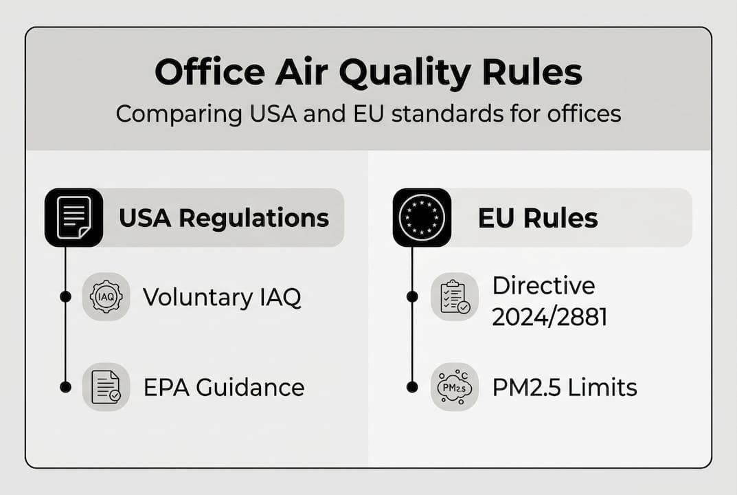Infographic comparing USA and EU air standards