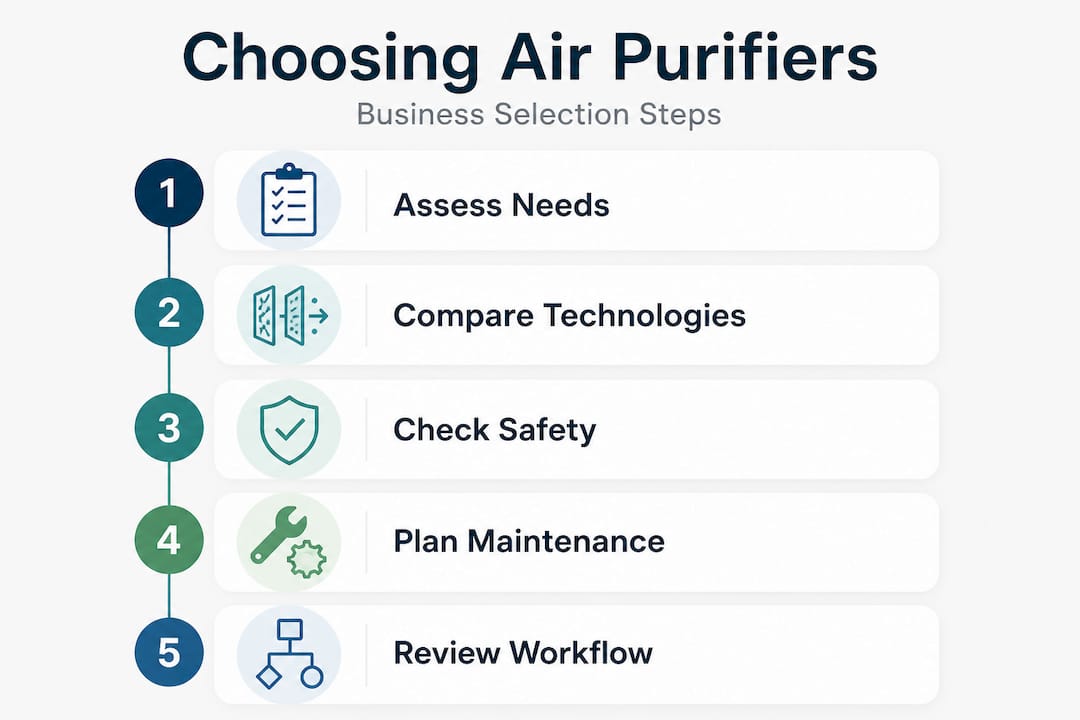 Infographic: air purifier selection workflow steps
