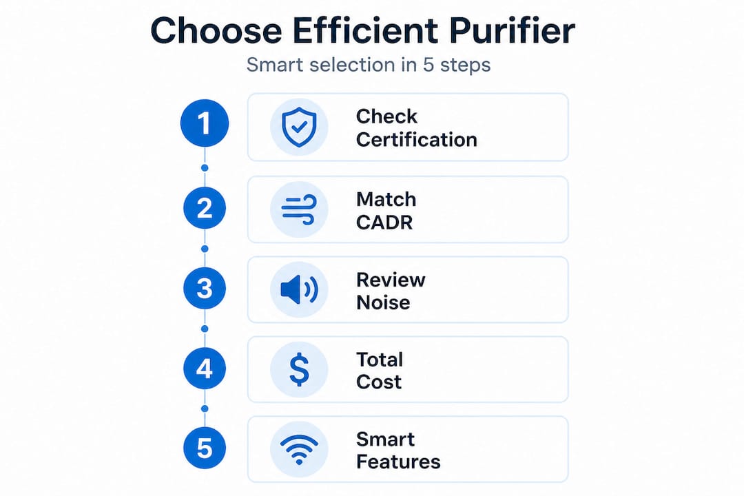 Infographic with five smart purifier selection steps