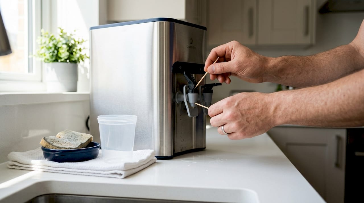 Hands propping spigots for airflow