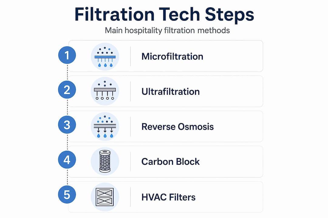 Infographic outlining five filtration types