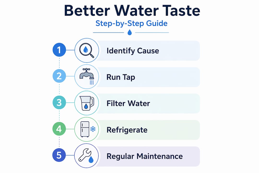 Infographic with five steps to improve water taste