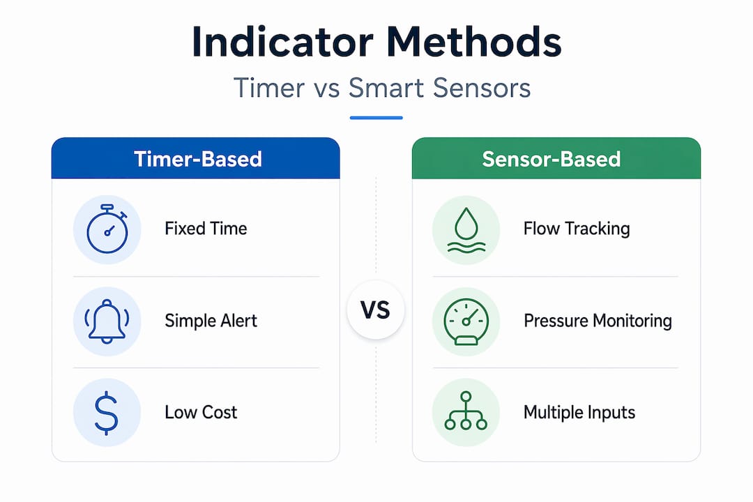 Infographic comparing filter indicator methods