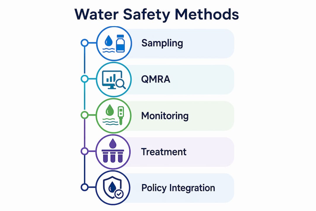 Infographic illustrating key water safety scientific methods