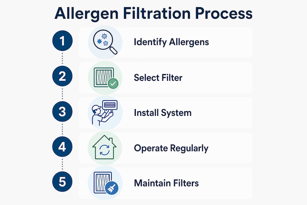 Infographic showing allergen filtration steps