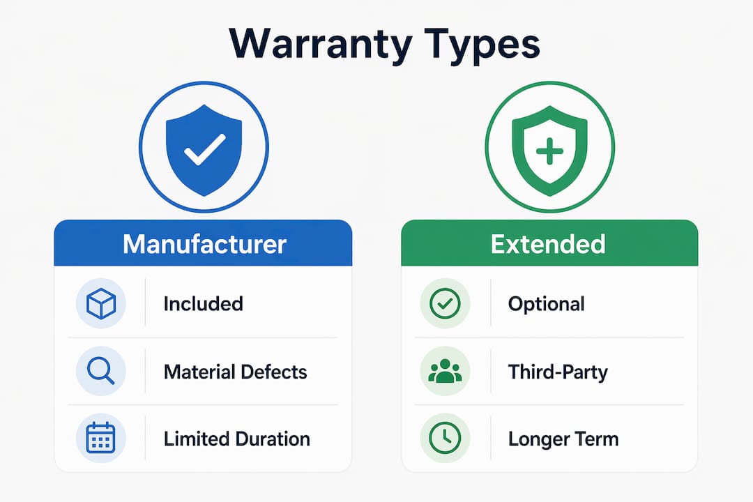 Infographic comparing manufacturer and extended warranties