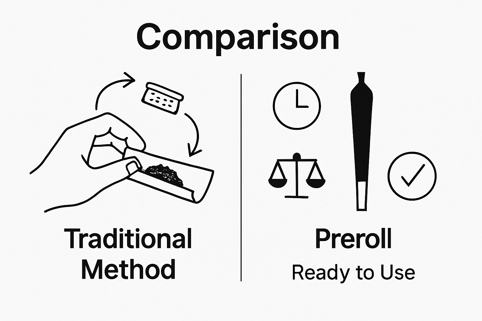 Infographic comparing manual rolling vs preroll convenience