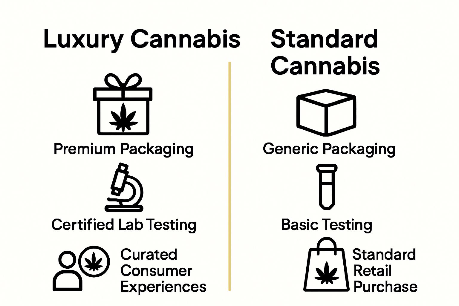 Luxury vs standard cannabis product comparison infographic