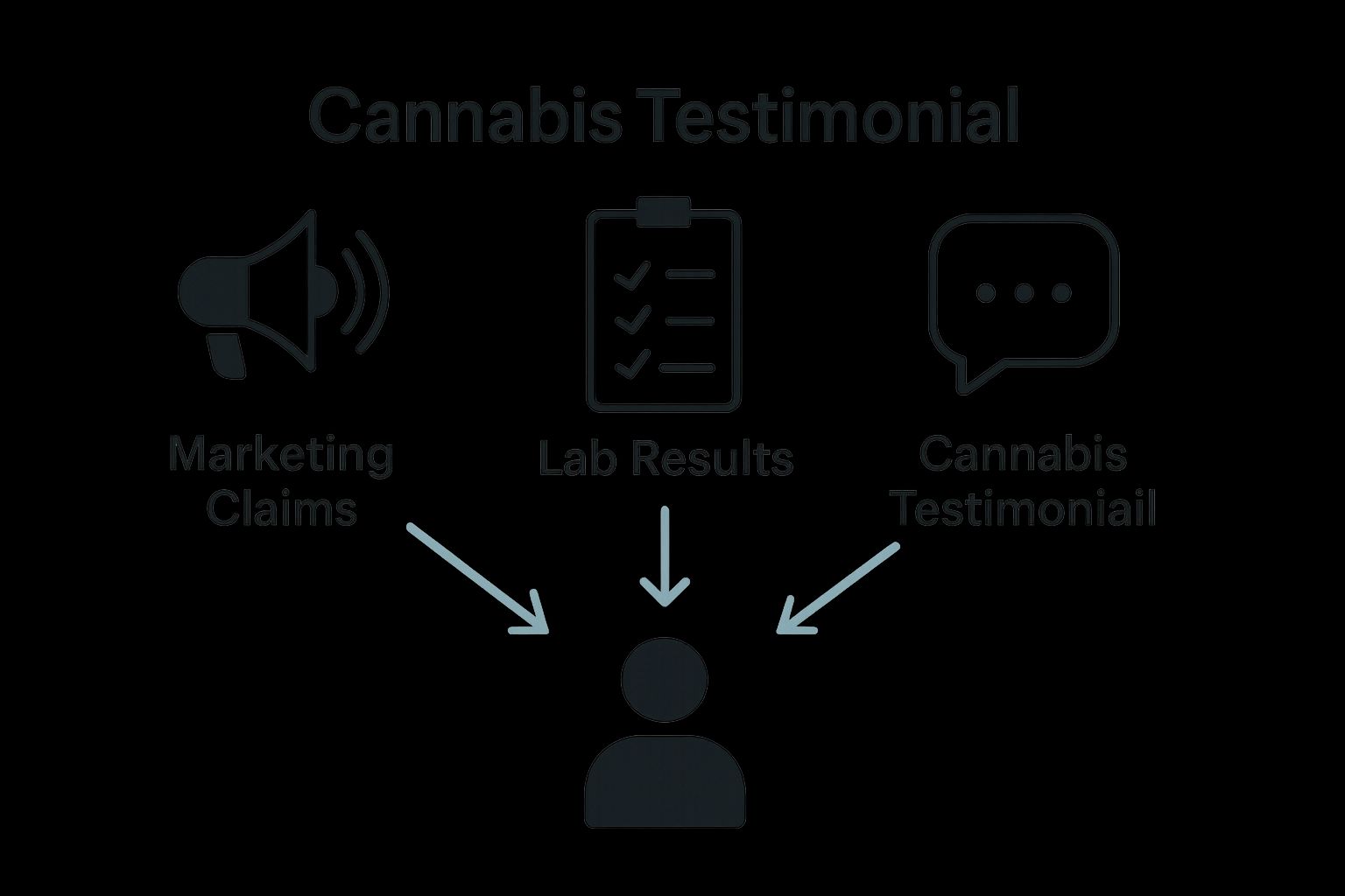 Infographic comparing testimonials, marketing, lab results