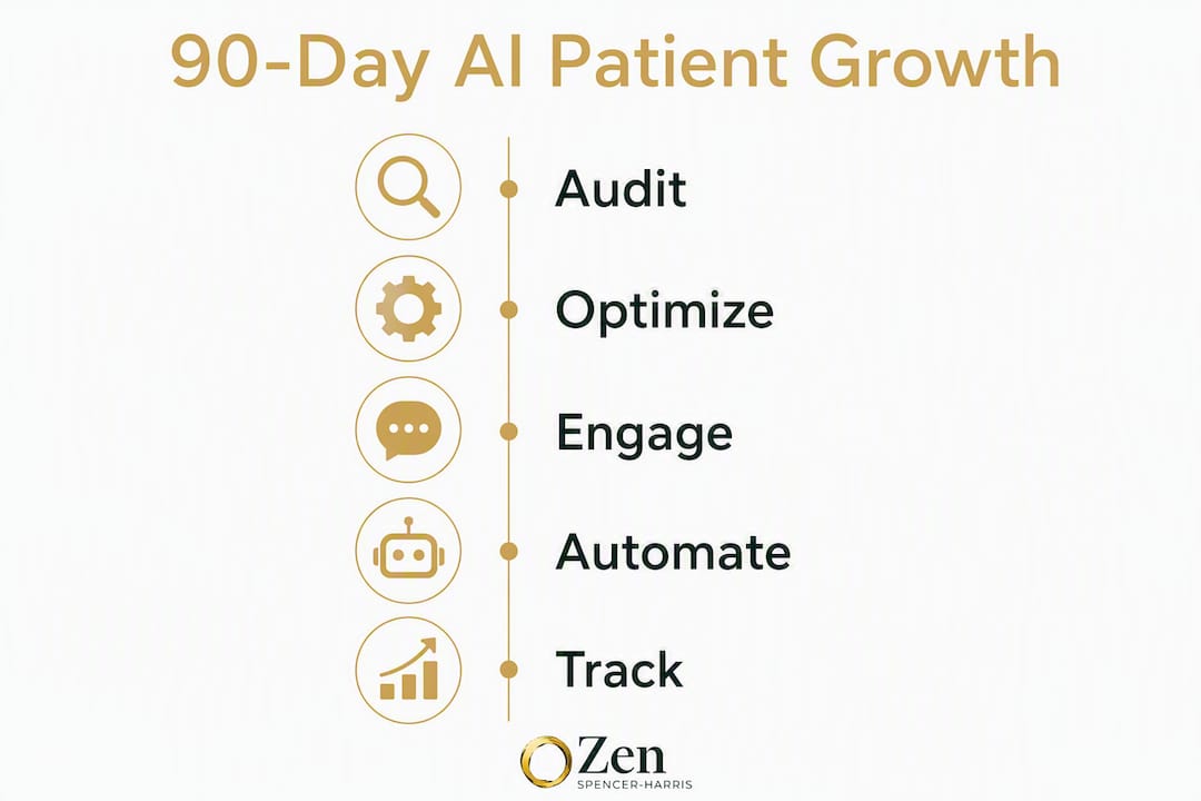 Infographic showing 5-step AI healthcare marketing process