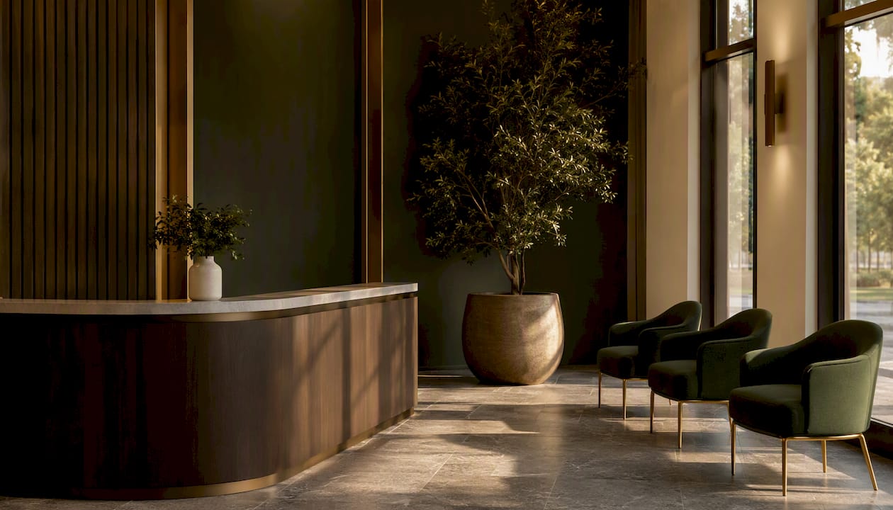 Calm healthcare reception for patient experience