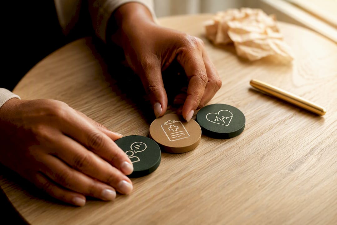 Hands stacking training stage cards