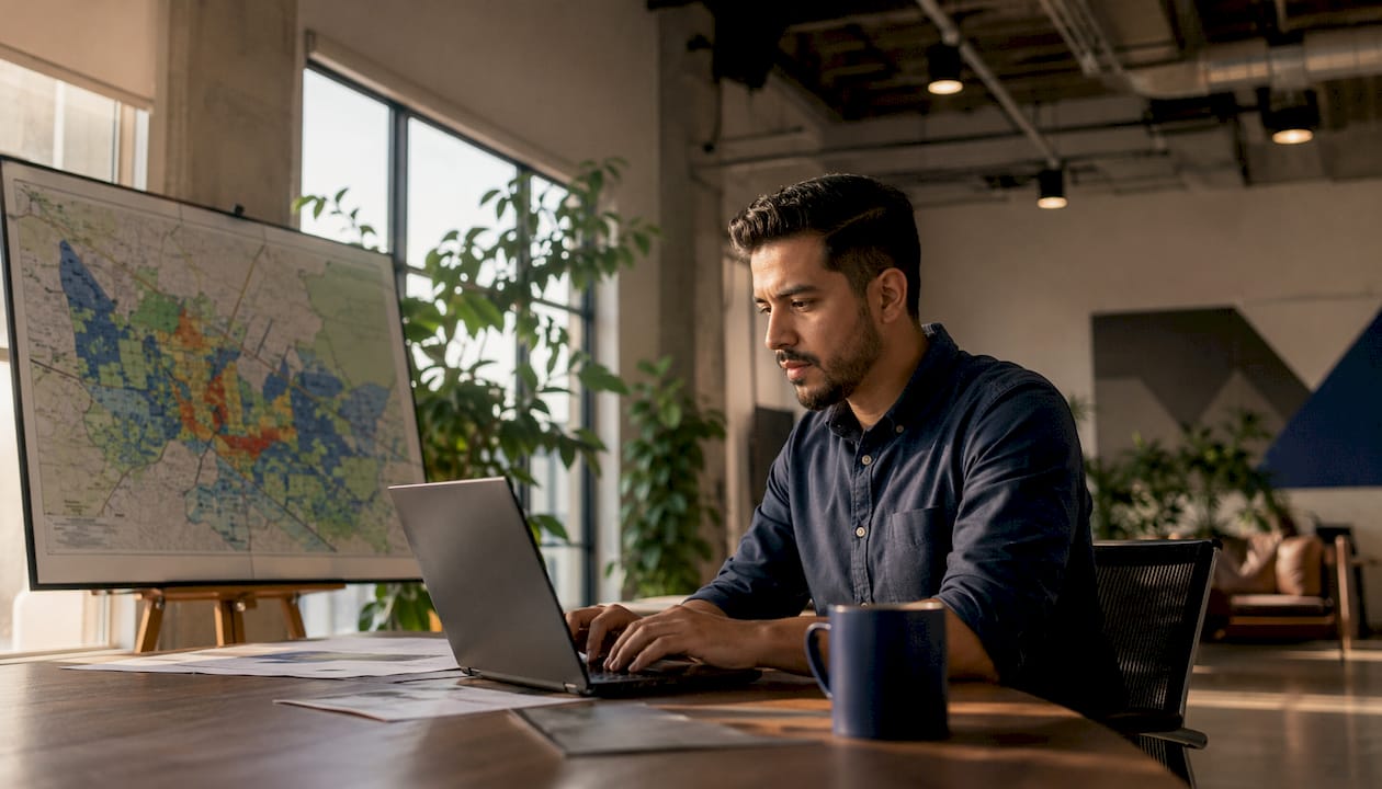 GIS analyst working with spatial retail data