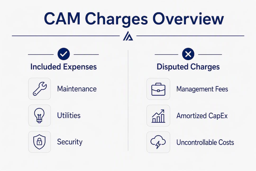 Infographic showing CAM charges included vs disputed categories