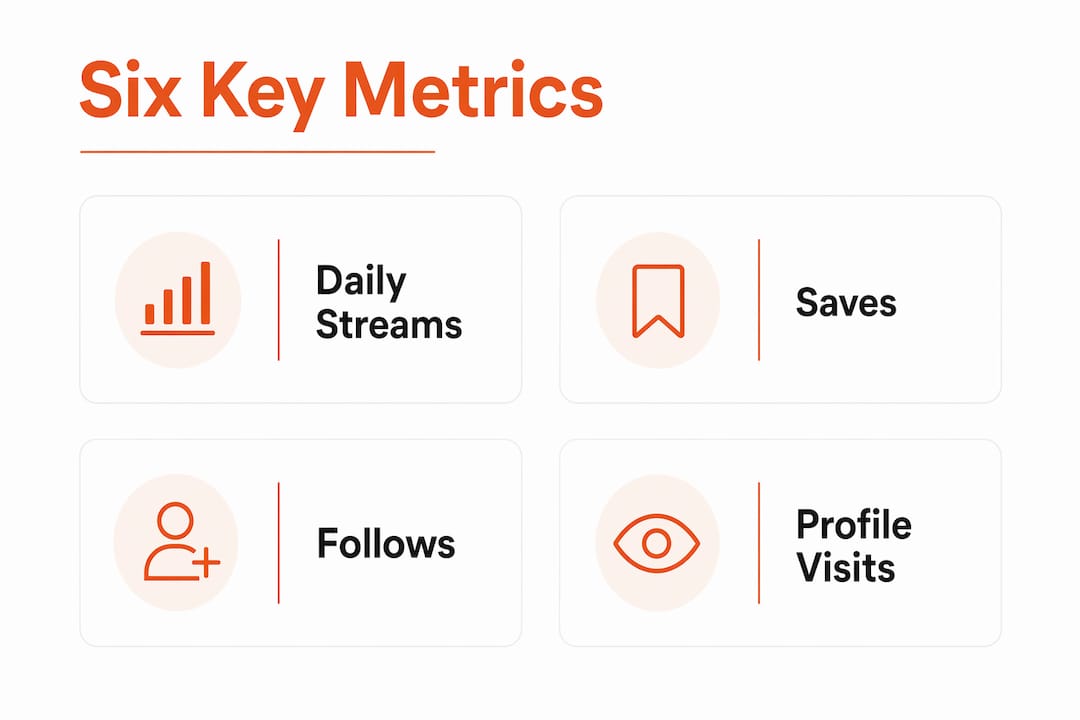 Infographic showing six key Spotify campaign metrics