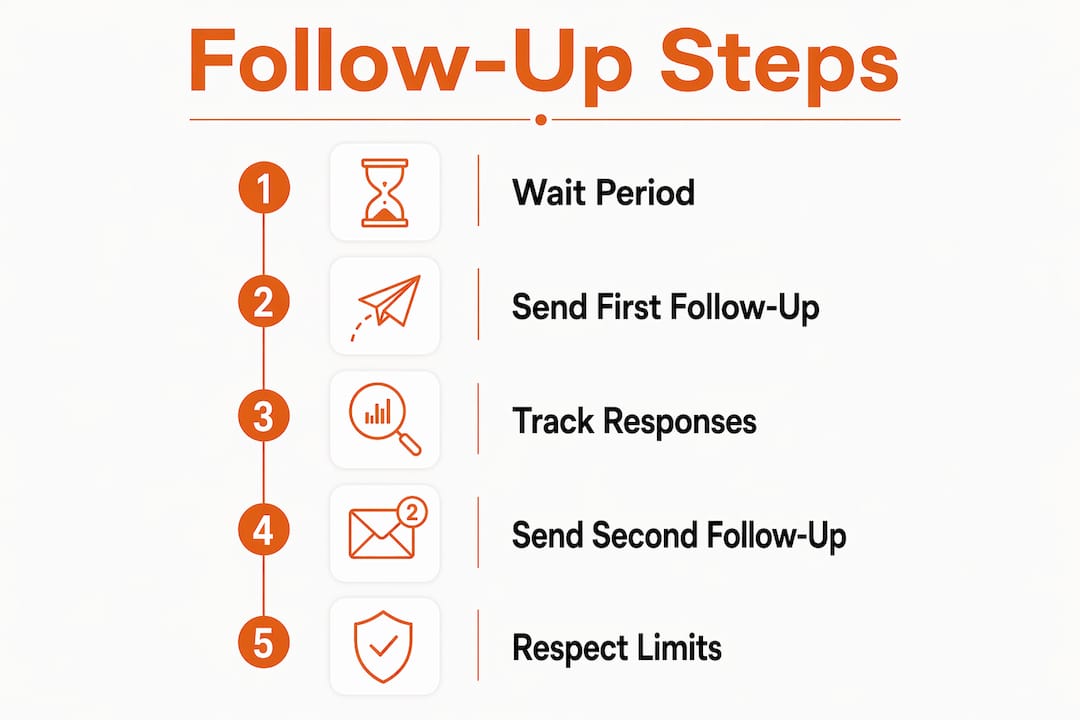 Infographic showing steps for following up with curators