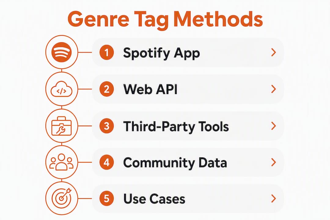 Infographic showing methods to find Spotify genre tags