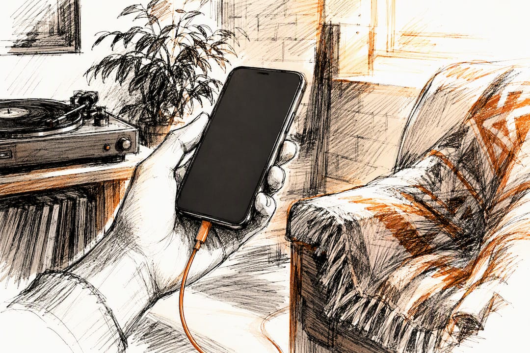 Hand holding phone checking pitch follow-up
